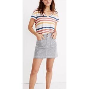 Madewell Skyline V-neck tee in Jay Stripe MED